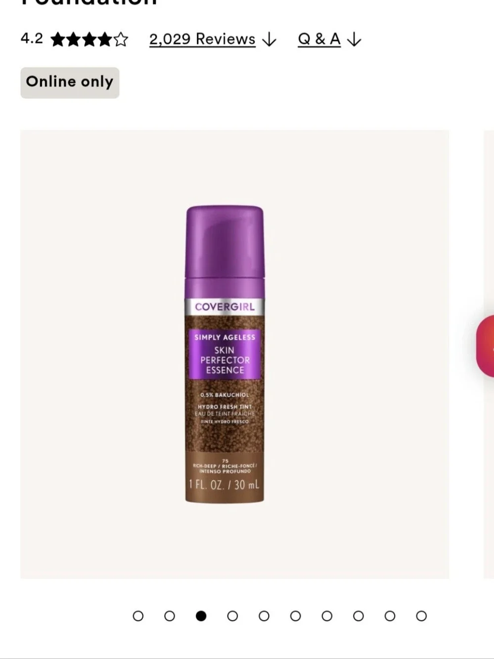 COVERGIRL Simply Ageless Skin Perfector Essence –RICH/DEEP